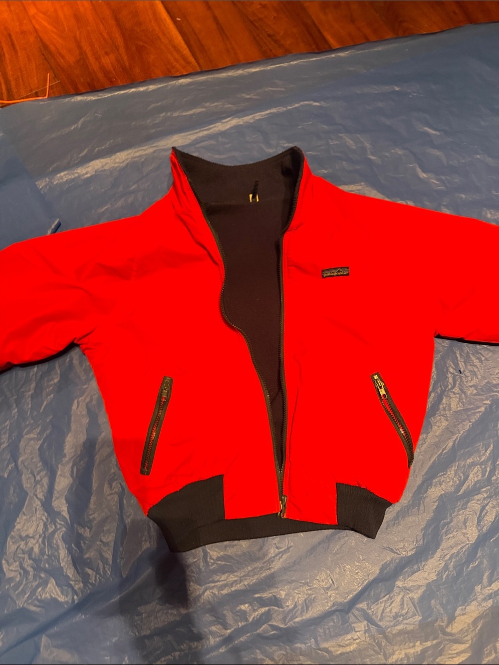 Patagonia Red Bomber Jacket with Black Trim fits women M